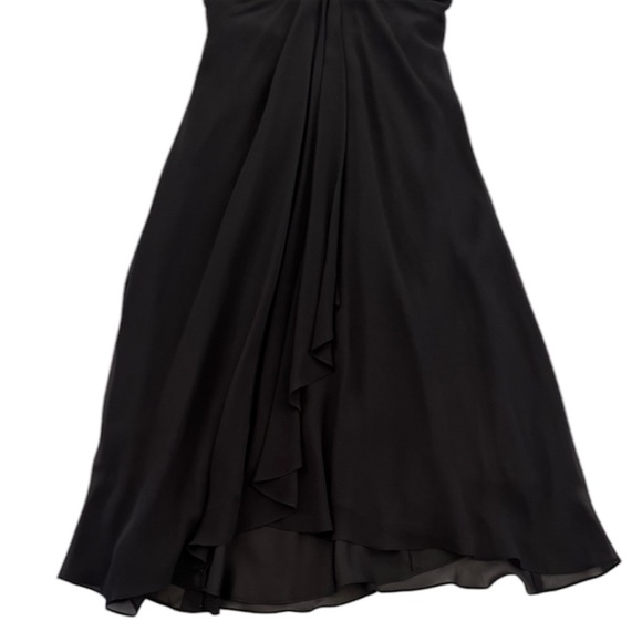 "Maggy London 100% Silk Halter Ruffle Midi Knee Length Dress Black,Size 8 - Picture 6 of 10